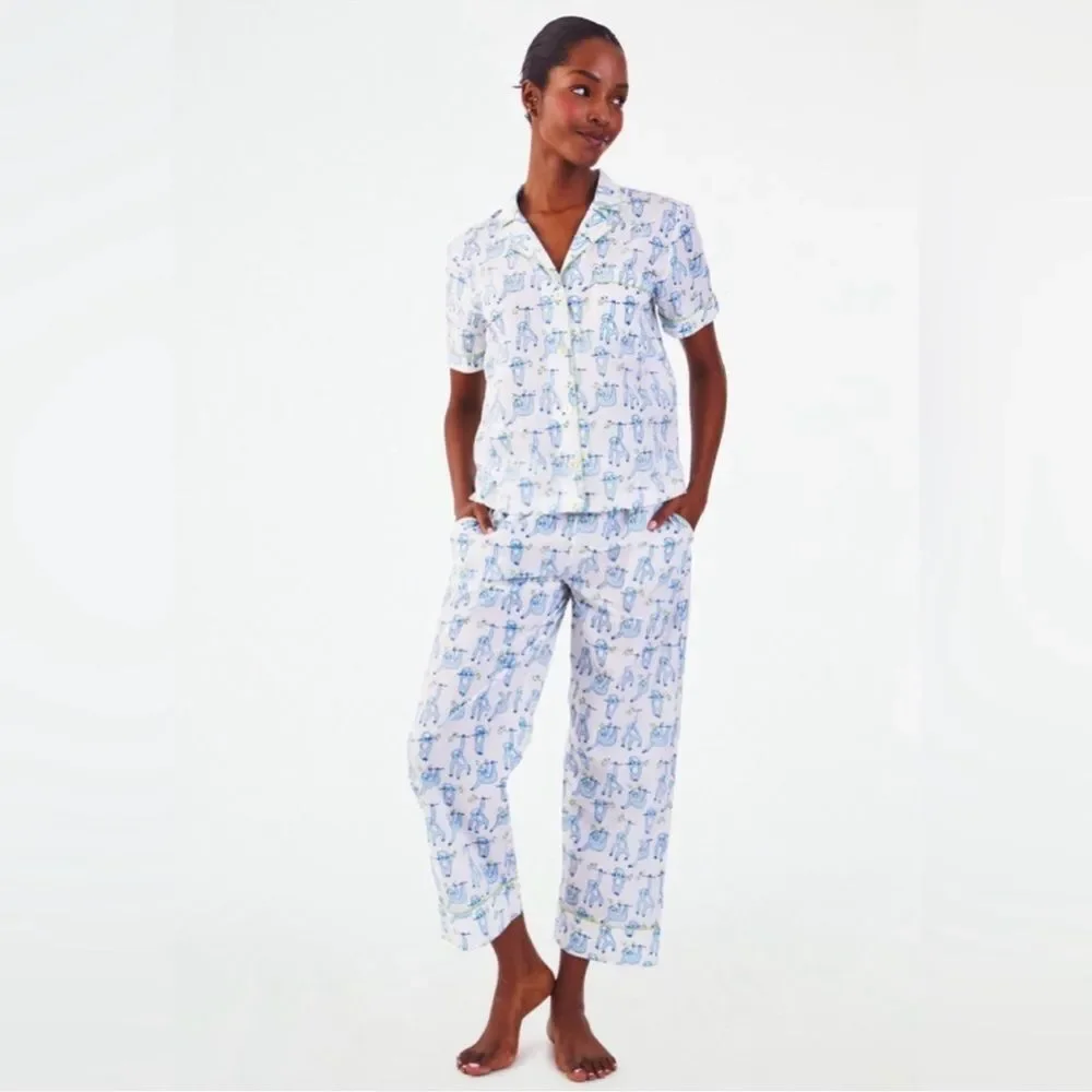 NEW NWOT Roller Rabbit Sleepy Sloth Liza Lounge Set Pants & Top Pajamas Size nXS